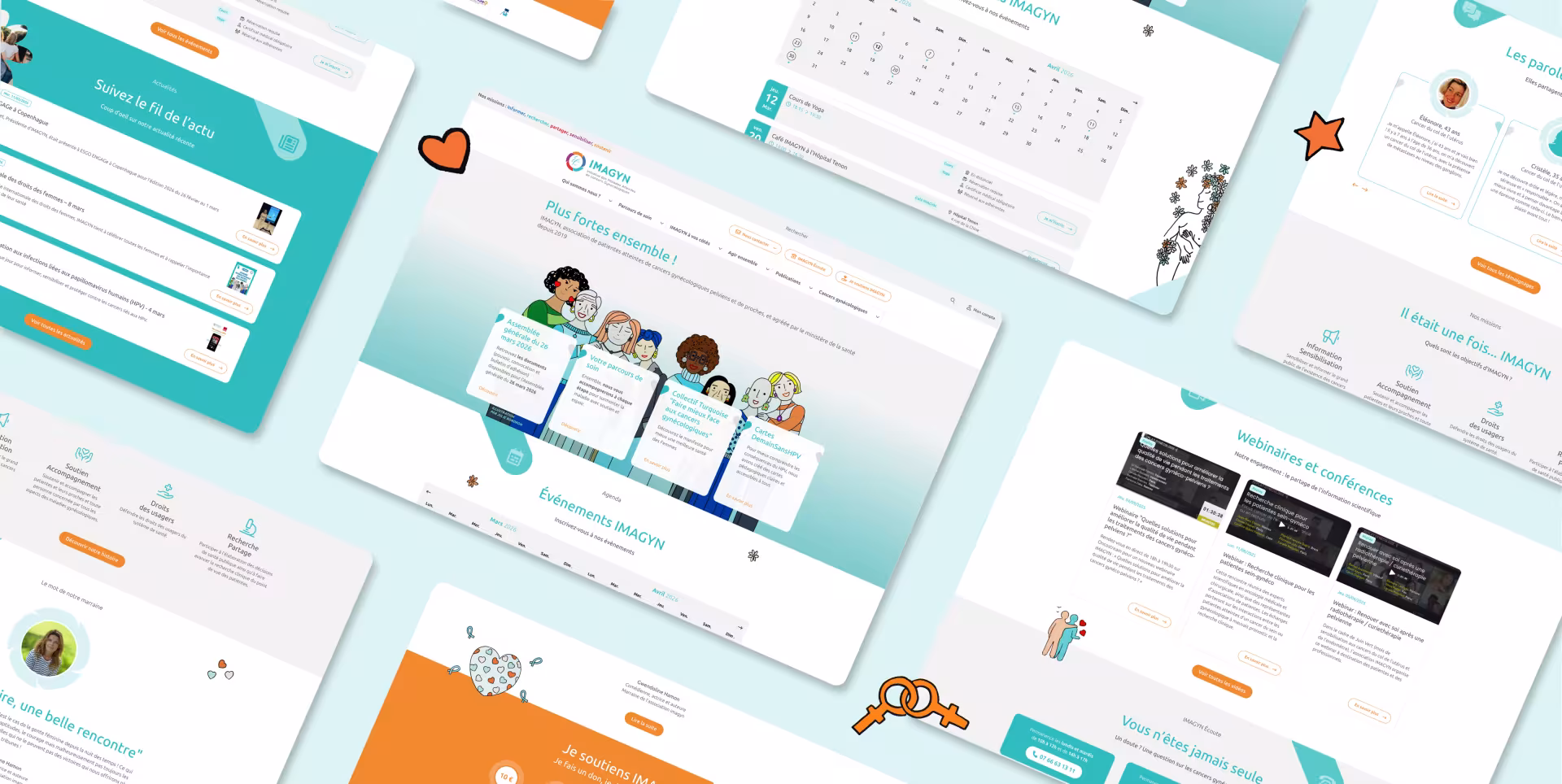 multiples pages sur fond bleu site imagyn